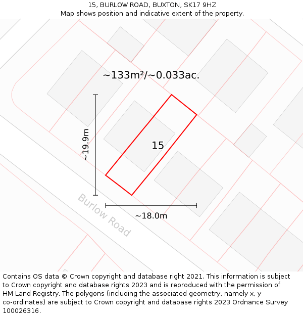 15, BURLOW ROAD, BUXTON, SK17 9HZ: Plot and title map