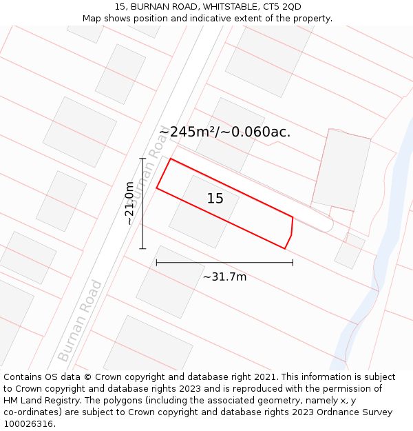 15, BURNAN ROAD, WHITSTABLE, CT5 2QD: Plot and title map