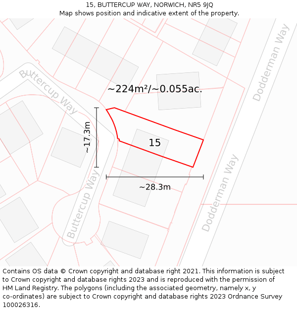 15, BUTTERCUP WAY, NORWICH, NR5 9JQ: Plot and title map
