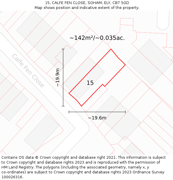 15, CALFE FEN CLOSE, SOHAM, ELY, CB7 5GD: Plot and title map