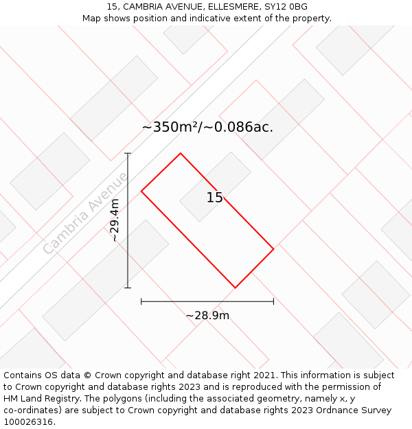15, CAMBRIA AVENUE, ELLESMERE, SY12 0BG: Plot and title map