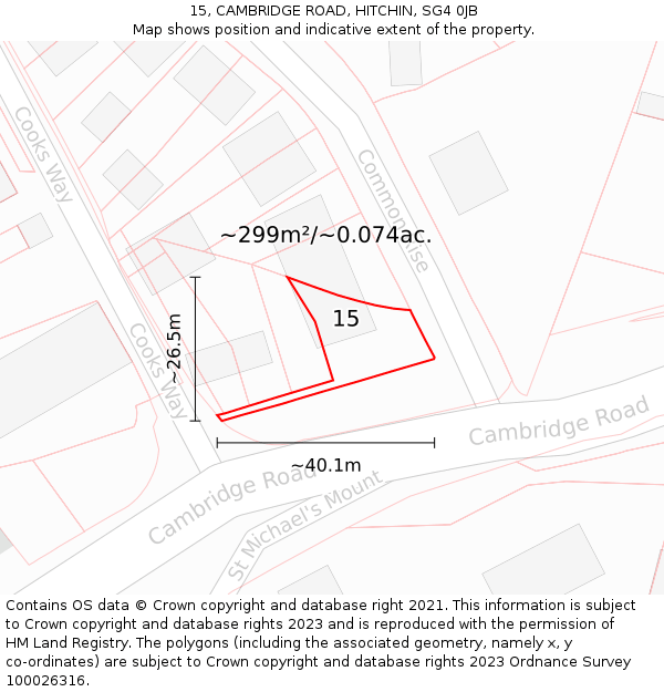 15, CAMBRIDGE ROAD, HITCHIN, SG4 0JB: Plot and title map