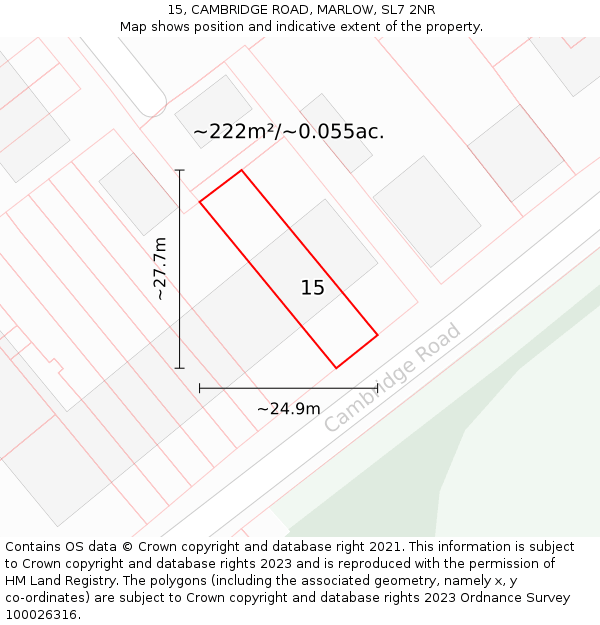 15, CAMBRIDGE ROAD, MARLOW, SL7 2NR: Plot and title map