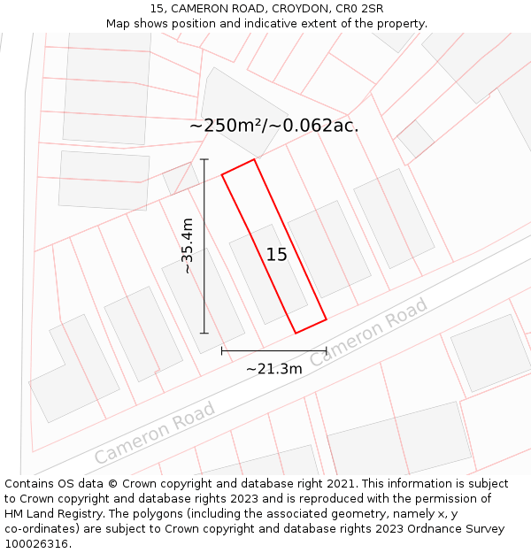 15, CAMERON ROAD, CROYDON, CR0 2SR: Plot and title map