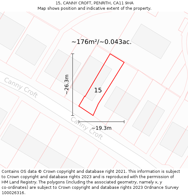 15, CANNY CROFT, PENRITH, CA11 9HA: Plot and title map