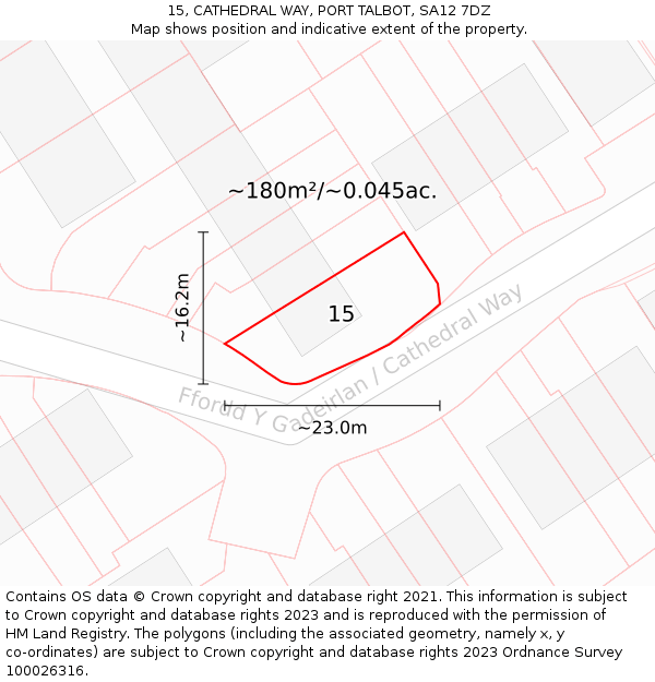 15, CATHEDRAL WAY, PORT TALBOT, SA12 7DZ: Plot and title map