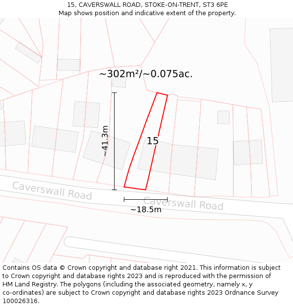 15, CAVERSWALL ROAD, STOKE-ON-TRENT, ST3 6PE: Plot and title map
