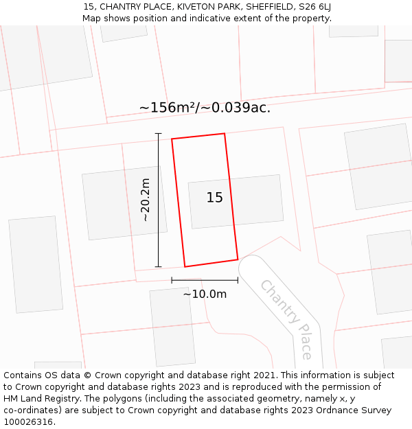 15, CHANTRY PLACE, KIVETON PARK, SHEFFIELD, S26 6LJ: Plot and title map