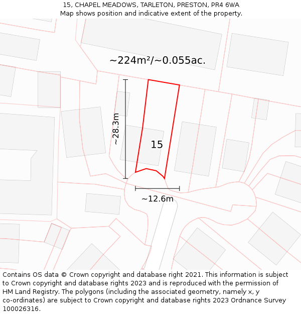 15, CHAPEL MEADOWS, TARLETON, PRESTON, PR4 6WA: Plot and title map