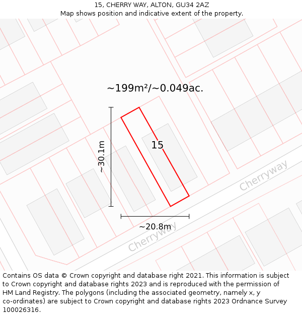 15, CHERRY WAY, ALTON, GU34 2AZ: Plot and title map
