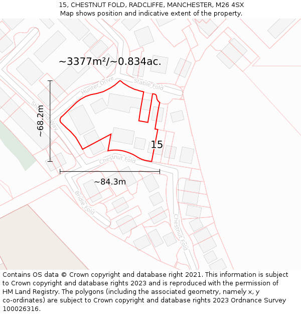 15, CHESTNUT FOLD, RADCLIFFE, MANCHESTER, M26 4SX: Plot and title map