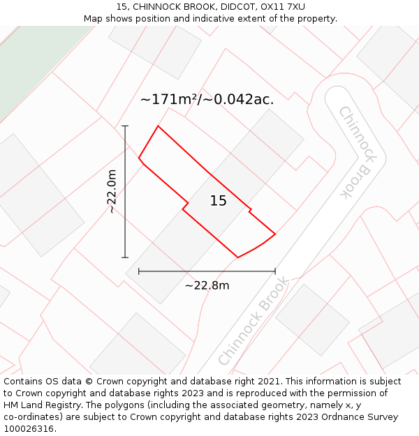 15, CHINNOCK BROOK, DIDCOT, OX11 7XU: Plot and title map