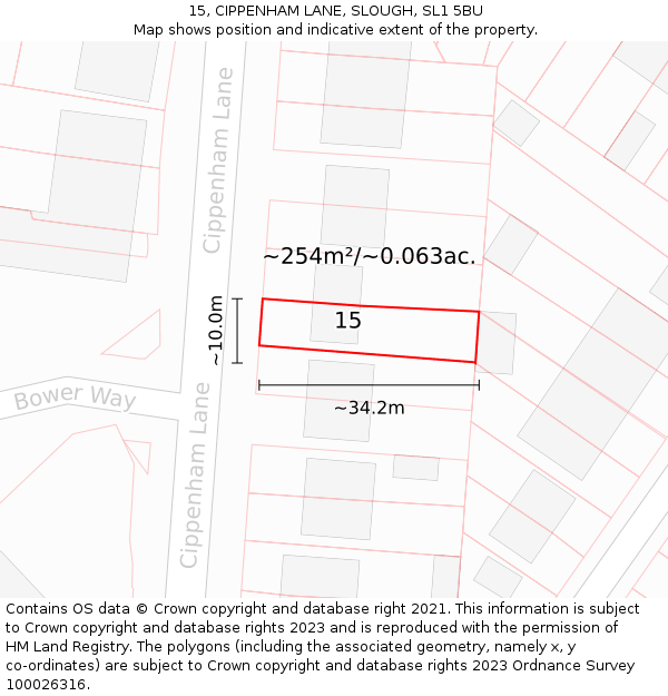 15, CIPPENHAM LANE, SLOUGH, SL1 5BU: Plot and title map