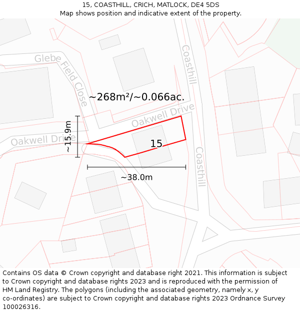 15, COASTHILL, CRICH, MATLOCK, DE4 5DS: Plot and title map