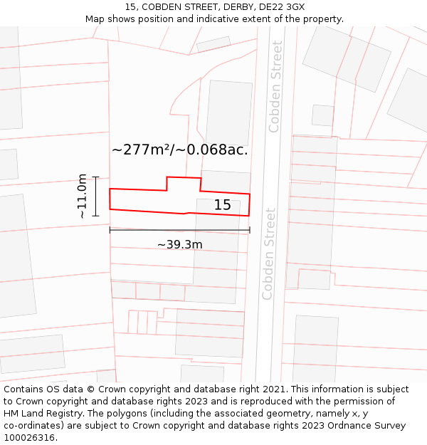 15, COBDEN STREET, DERBY, DE22 3GX: Plot and title map