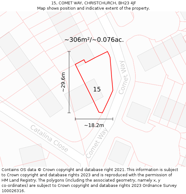 15, COMET WAY, CHRISTCHURCH, BH23 4JF: Plot and title map