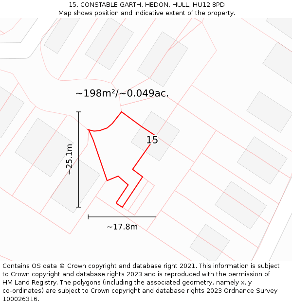 15, CONSTABLE GARTH, HEDON, HULL, HU12 8PD: Plot and title map