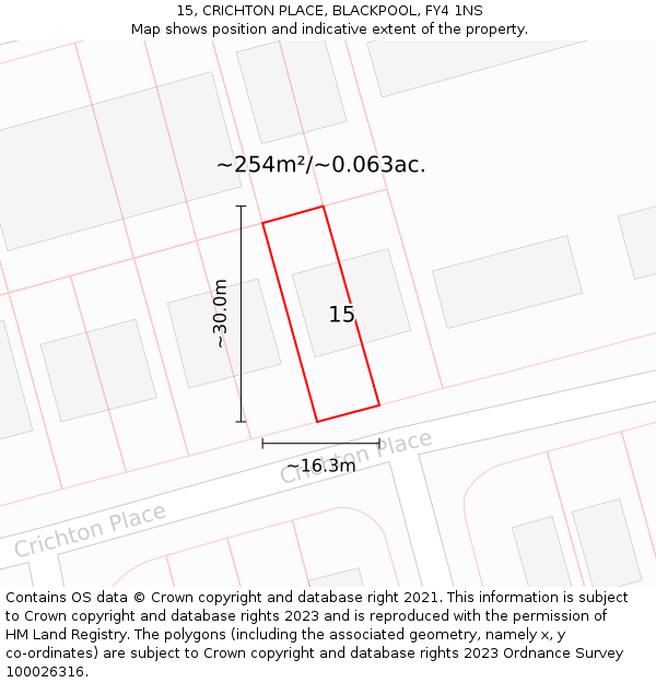 15, CRICHTON PLACE, BLACKPOOL, FY4 1NS: Plot and title map