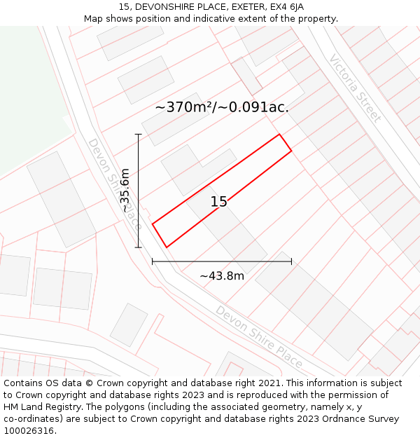 15, DEVONSHIRE PLACE, EXETER, EX4 6JA: Plot and title map