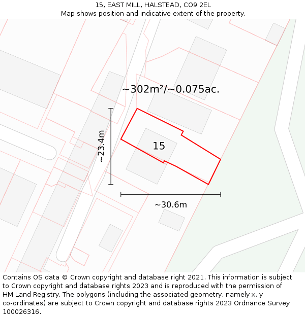 15, EAST MILL, HALSTEAD, CO9 2EL: Plot and title map