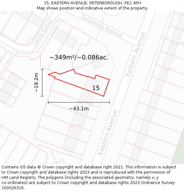 15, EASTERN AVENUE, PETERBOROUGH, PE1 4PH: Plot and title map