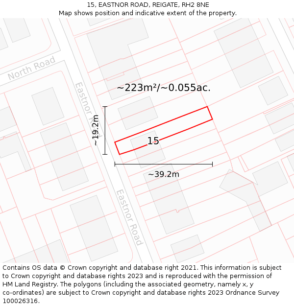 15, EASTNOR ROAD, REIGATE, RH2 8NE: Plot and title map