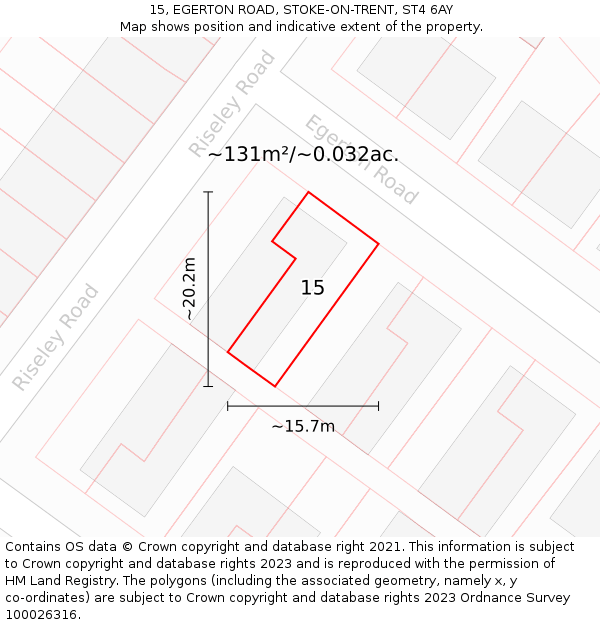15, EGERTON ROAD, STOKE-ON-TRENT, ST4 6AY: Plot and title map
