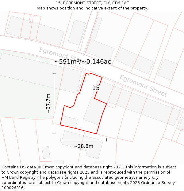 15, EGREMONT STREET, ELY, CB6 1AE: Plot and title map