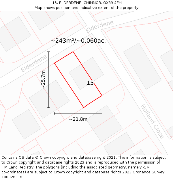 15, ELDERDENE, CHINNOR, OX39 4EH: Plot and title map