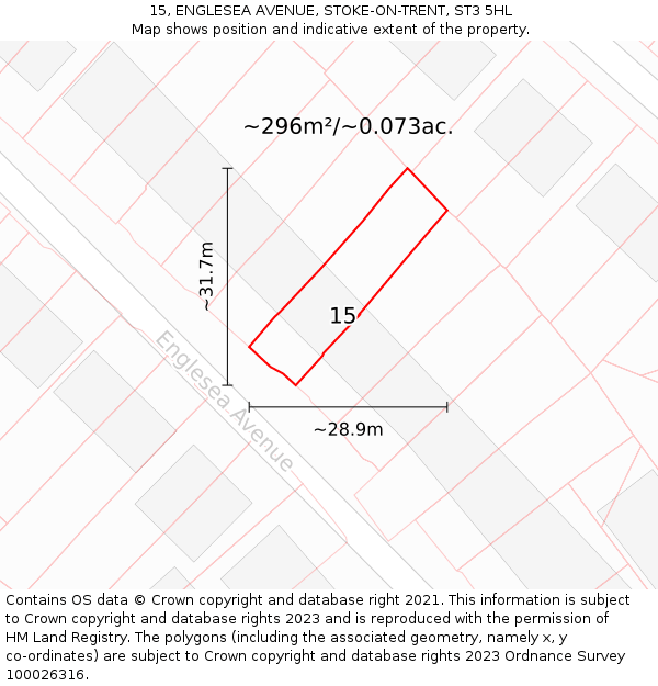 15, ENGLESEA AVENUE, STOKE-ON-TRENT, ST3 5HL: Plot and title map