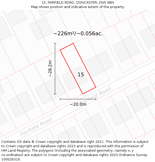 15, FAIRFIELD ROAD, DONCASTER, DN5 9BN: Plot and title map