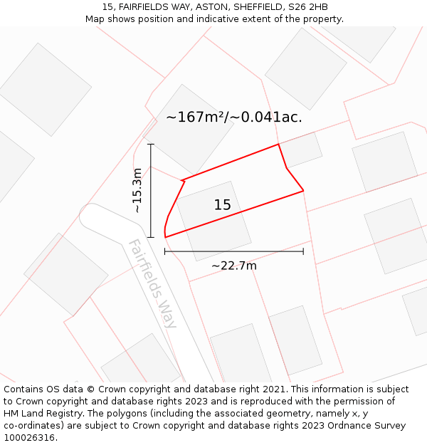 15, FAIRFIELDS WAY, ASTON, SHEFFIELD, S26 2HB: Plot and title map