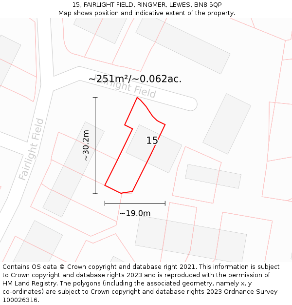 15, FAIRLIGHT FIELD, RINGMER, LEWES, BN8 5QP: Plot and title map