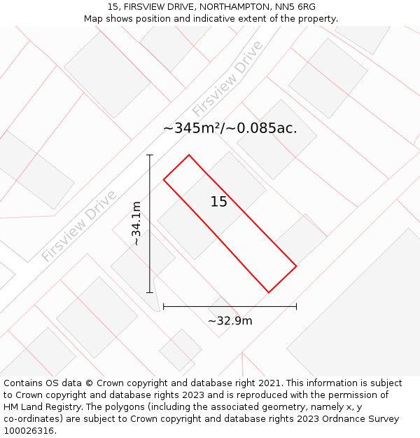 15, FIRSVIEW DRIVE, NORTHAMPTON, NN5 6RG: Plot and title map