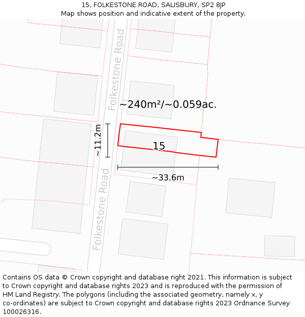 15, FOLKESTONE ROAD, SALISBURY, SP2 8JP: Plot and title map
