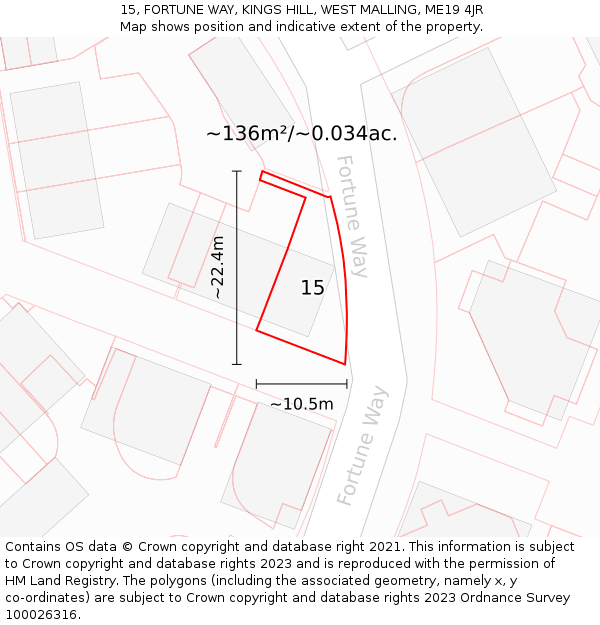 15, FORTUNE WAY, KINGS HILL, WEST MALLING, ME19 4JR: Plot and title map