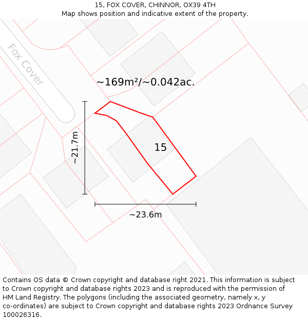 15, FOX COVER, CHINNOR, OX39 4TH: Plot and title map