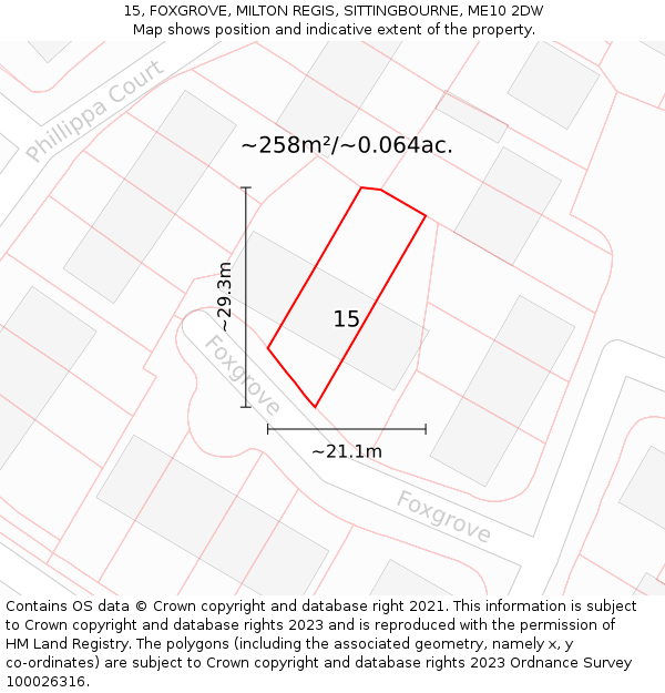 15, FOXGROVE, MILTON REGIS, SITTINGBOURNE, ME10 2DW: Plot and title map