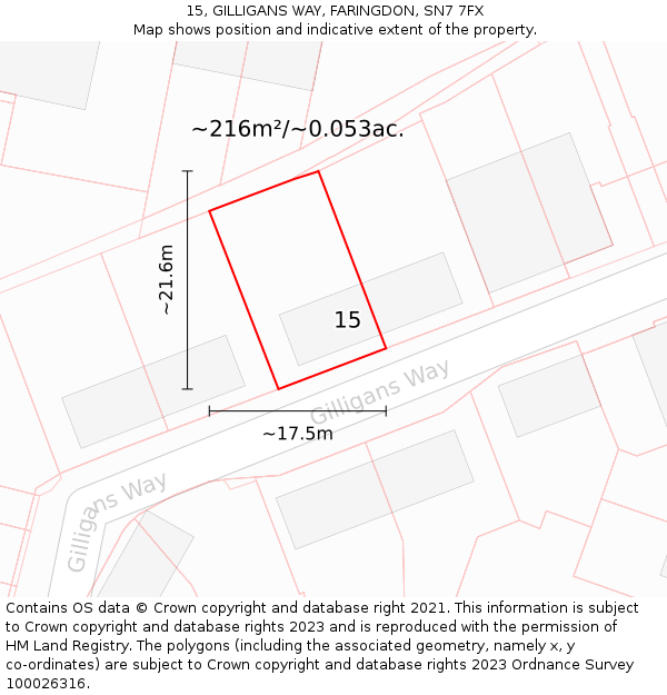 15, GILLIGANS WAY, FARINGDON, SN7 7FX: Plot and title map