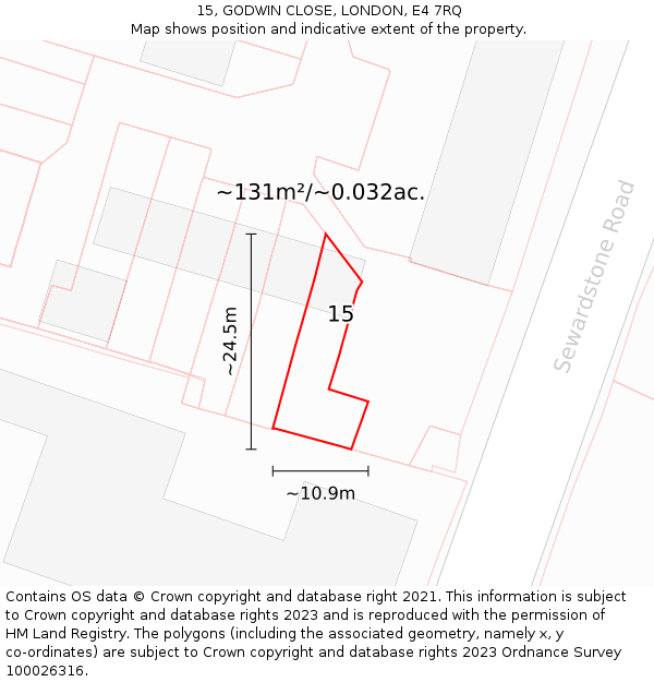 15, GODWIN CLOSE, LONDON, E4 7RQ: Plot and title map