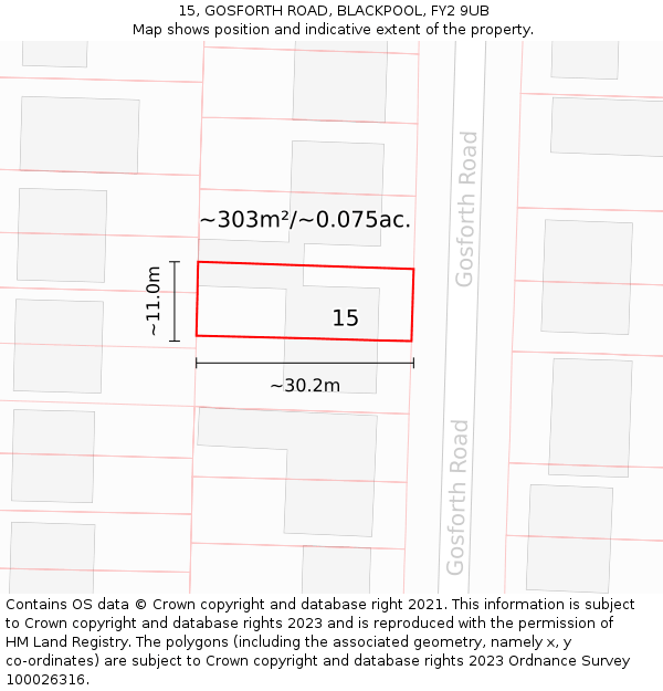 15, GOSFORTH ROAD, BLACKPOOL, FY2 9UB: Plot and title map