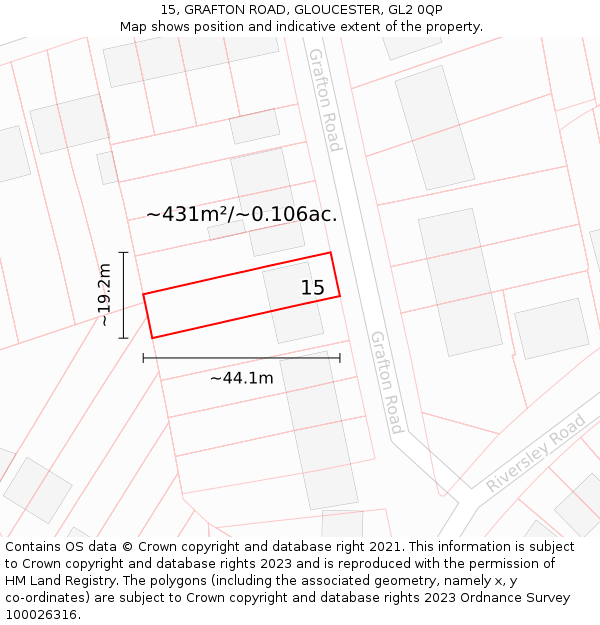 15, GRAFTON ROAD, GLOUCESTER, GL2 0QP: Plot and title map