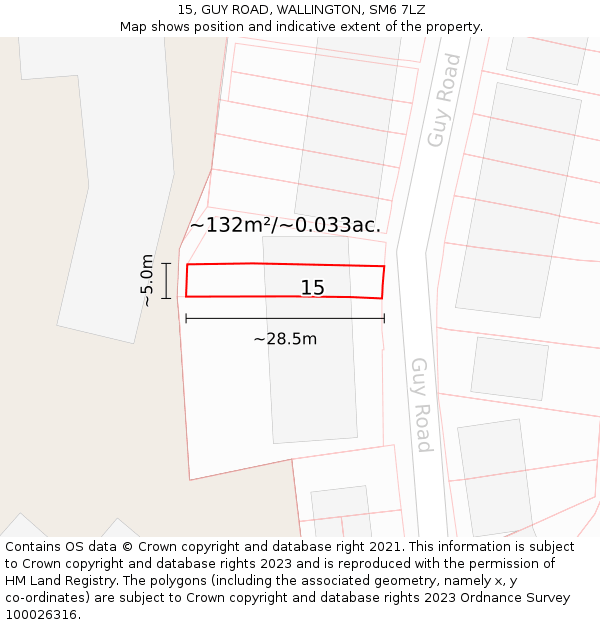 15, GUY ROAD, WALLINGTON, SM6 7LZ: Plot and title map