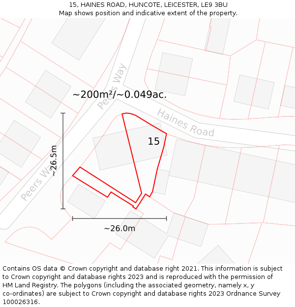 15, HAINES ROAD, HUNCOTE, LEICESTER, LE9 3BU: Plot and title map