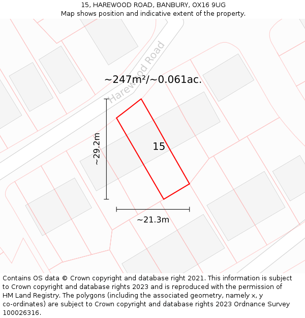 15, HAREWOOD ROAD, BANBURY, OX16 9UG: Plot and title map