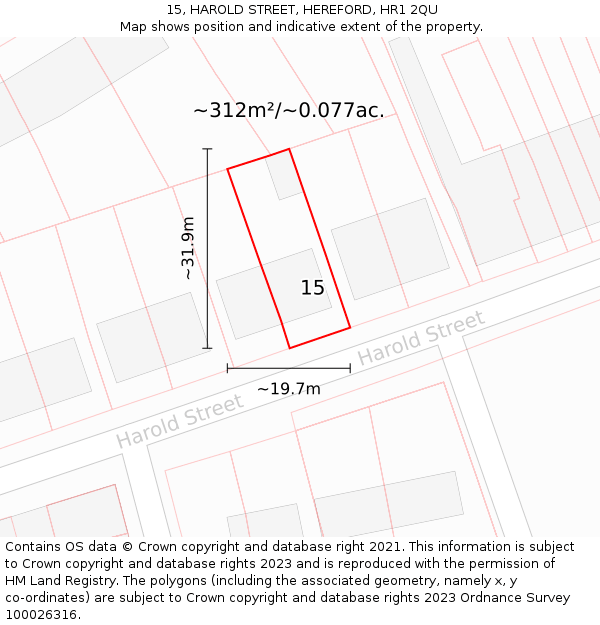 15, HAROLD STREET, HEREFORD, HR1 2QU: Plot and title map
