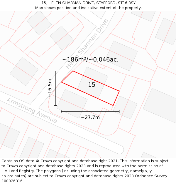 15, HELEN SHARMAN DRIVE, STAFFORD, ST16 3SY: Plot and title map