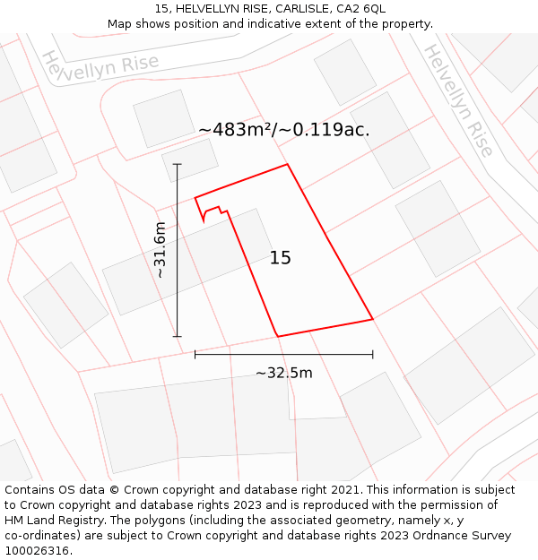 15, HELVELLYN RISE, CARLISLE, CA2 6QL: Plot and title map