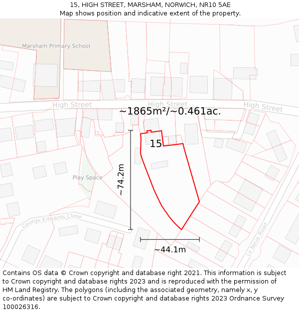 15, HIGH STREET, MARSHAM, NORWICH, NR10 5AE: Plot and title map