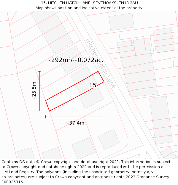 15, HITCHEN HATCH LANE, SEVENOAKS, TN13 3AU: Plot and title map